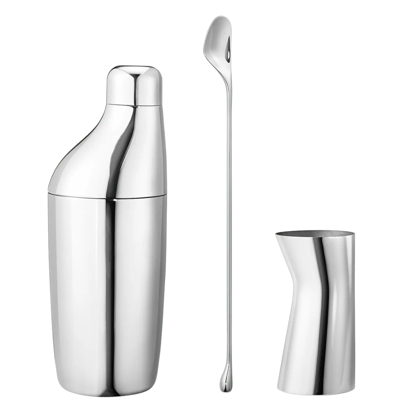 Georg Jensen Sky Shaker, Stirring Spoon & Jigger 3 pc Gift Set