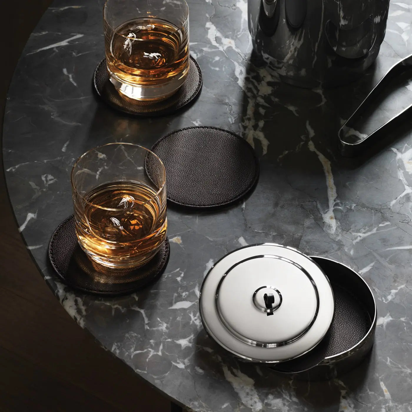 An image of Georg Jensen Manhattan Leather Coaster Set of 4