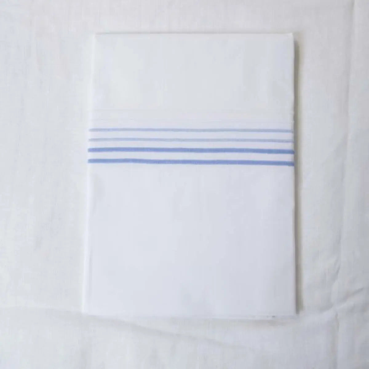 Gracious Home 6-Line Embroidered Pillowcase, Flat Sheet Blue