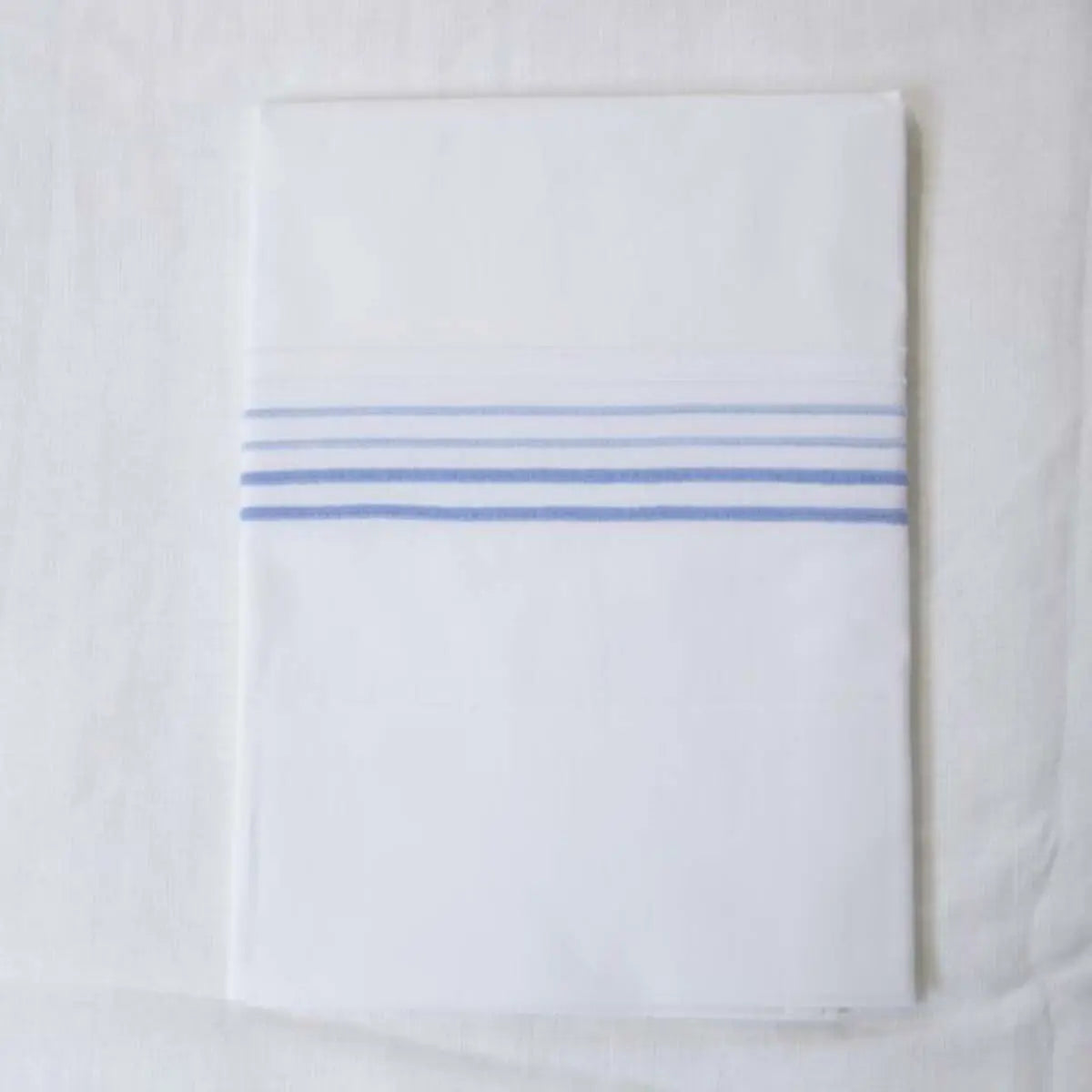 Gracious Home 6-Line Embroidered Pillowcase, Flat Sheet Blue