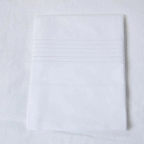 Gracious Home 6-Line Embroidered Pillowcase, Flat Sheet  White