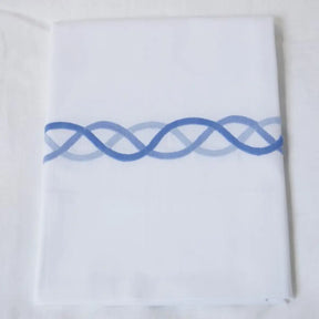 Gracious Home Triple Chain Link Pillowcase, Flat Sheet Blue