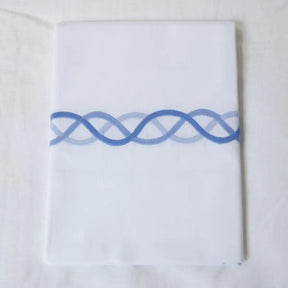 Gracious Home Triple Chain Link Pillowcase, Flat Sheet Blue