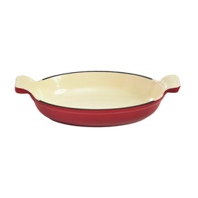 Enameled Cast Iron 10 inch by 6 inch Oval Baking Dish in Red