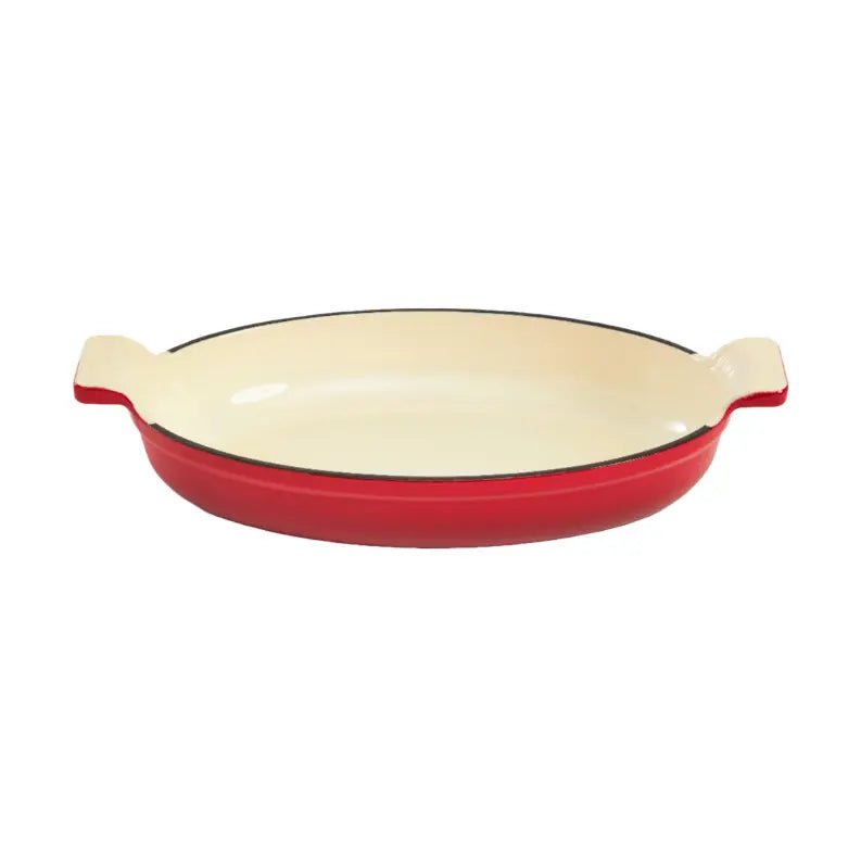 Enameled Cast Iron 11 inch by 7 inch Oval Baking Dish in Red