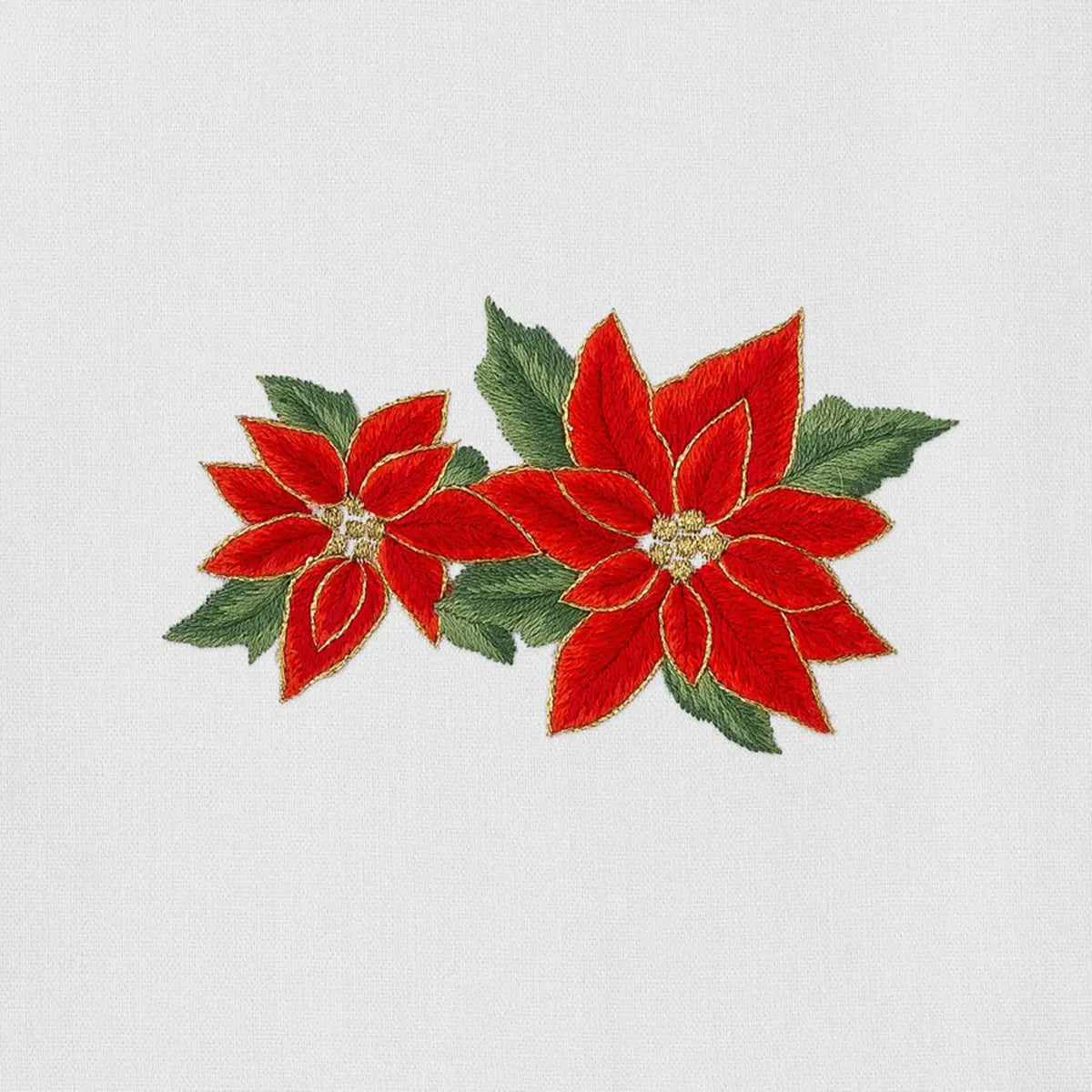 Close up of Henry Handwork Poinsettias Dinner Napkin