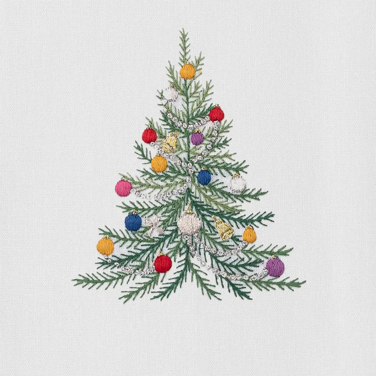 Close up of Henry Handwork Holiday Tree Dinner Napkin