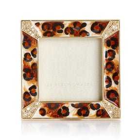 Jay Strongwater Leland Pave Corner 2" Frame in Amber Leopard