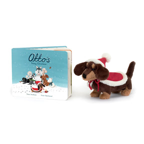 Jellycat Otto's Snowy Christmas Book 7"x9" and plush