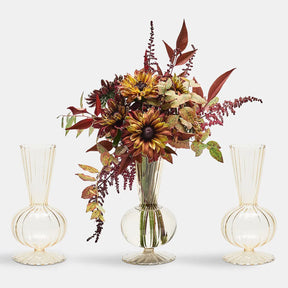 3 Kim Seybert Tess Champagne Bud Vases with flowers