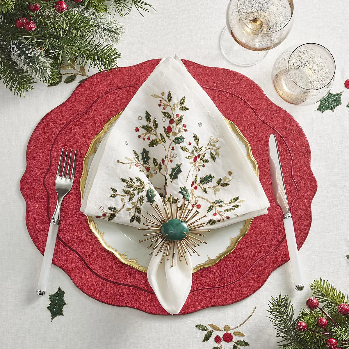 Kim Seybert Tailored Red Placemat set on a table
