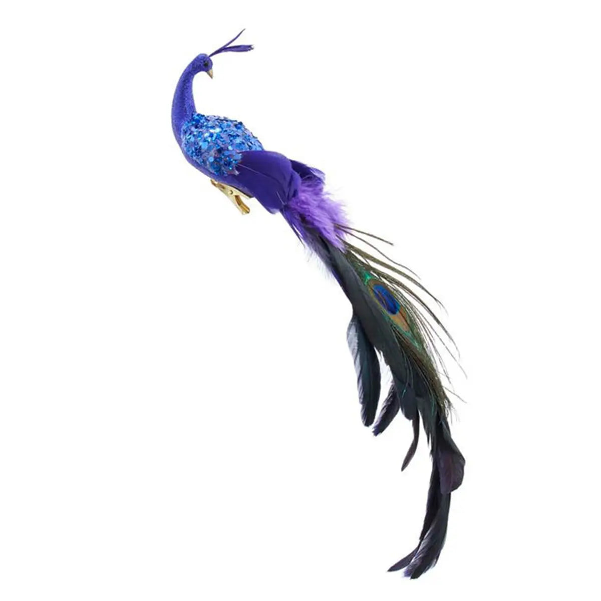 Kurt Adler  15in Feather Clip-on Purple Peacock Ornament