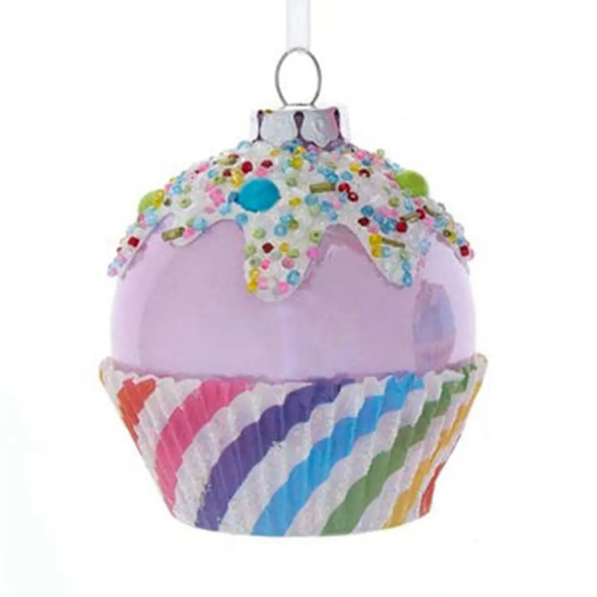 Kurt Adler 3.25in Glass Pink Cupcake