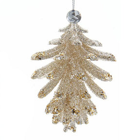 Kurt Adler  4in Silver w. Clear Gemstone Pinecone Ornament