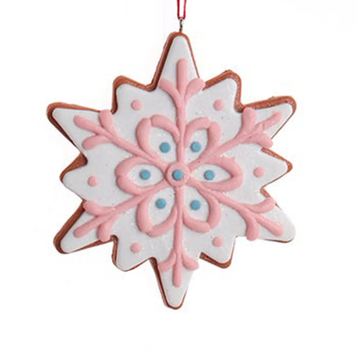 Kurt Adler 4in Frosted Star Cookie Pink Ornament