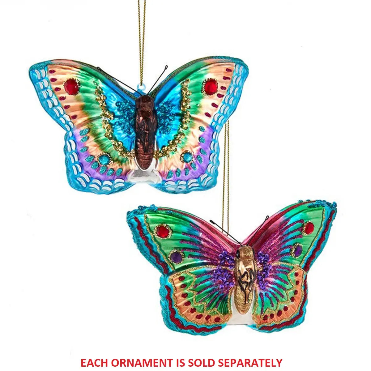 Kurt Adler  3.25in Glass Butterfly with Accents Set