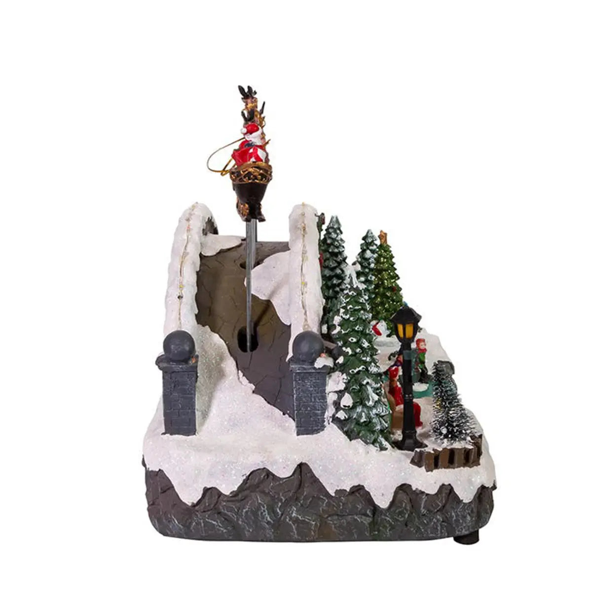 Kurt Adler 10.5 In Battery-Operated Led Musical Village Santa+Deer Tablepiece 