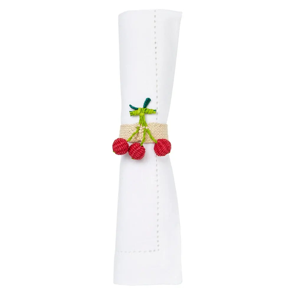 Mode Living Orchard Napkin Ring with Cherry on a napkin