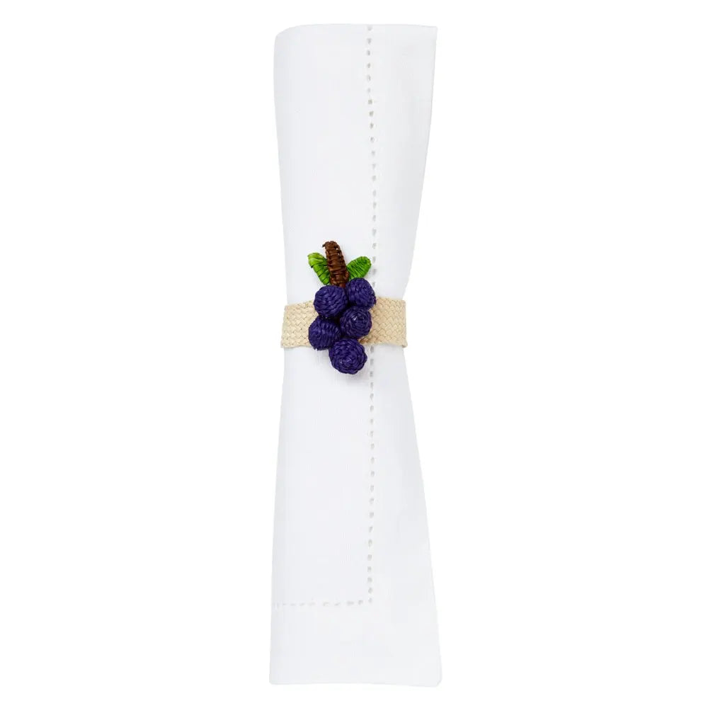Mode Living Orchard Napkin Ring with Grapes on a napkin