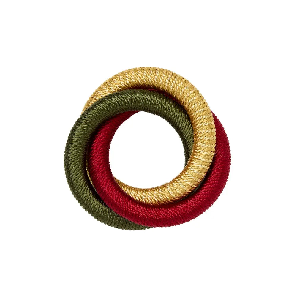Mode Living Malaga Napkin Rings in Gold Olive and Cranberry