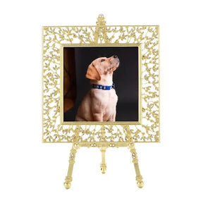 Olivia Riegel Gold Isadora 4x4 Frame on Easel with a dog picture