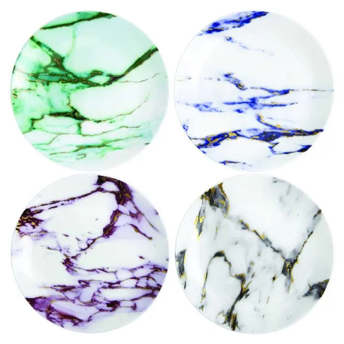 Prouna Marble 6.5 in Canapé Plate Assorted- Set of 4