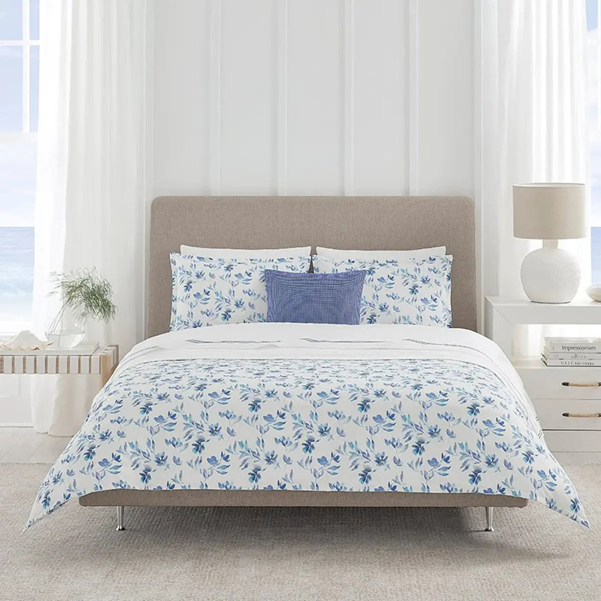 Sferra Procida Bedding Collection in Cobalt in a room
