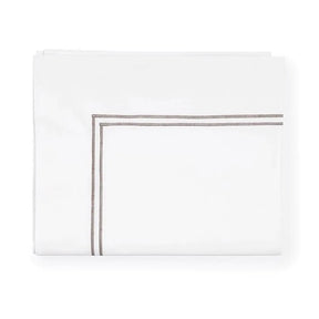 Sferra Grande Hotel Flat Sheet in White with Grey Trim