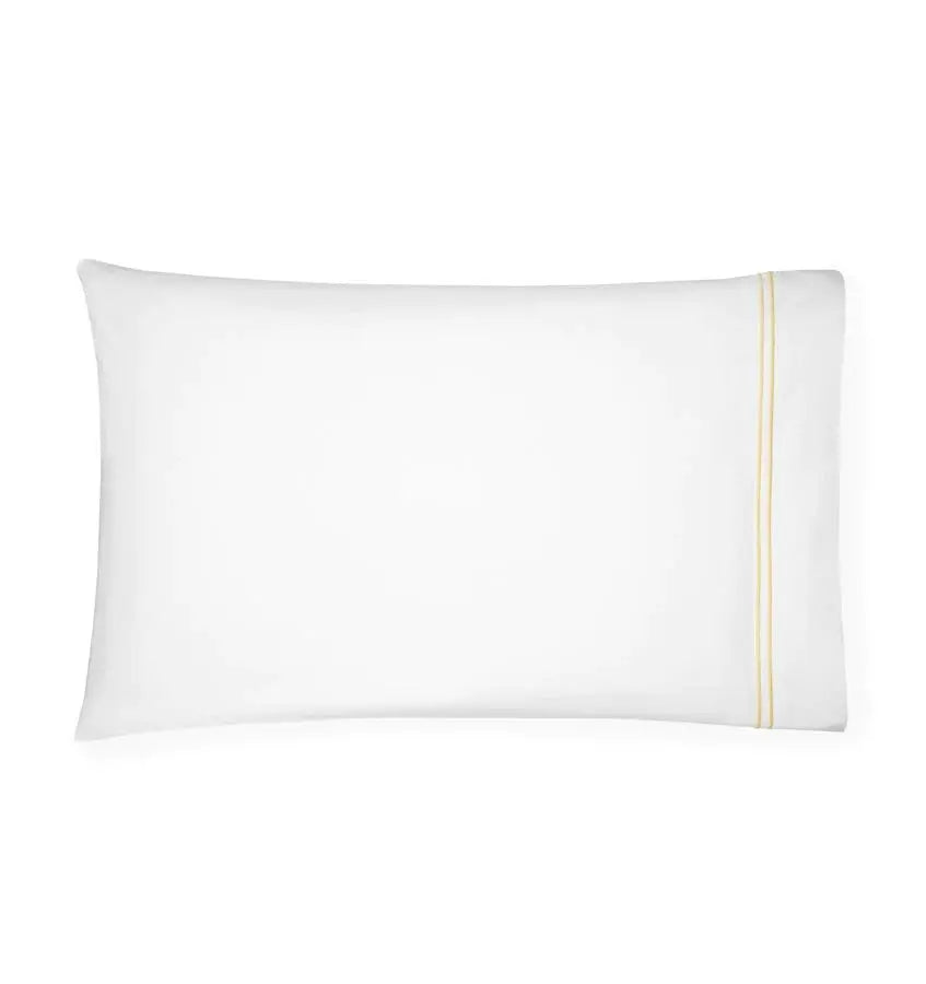 Sferra Grande Hotel Pillowcase Pair in White with Banana Trim