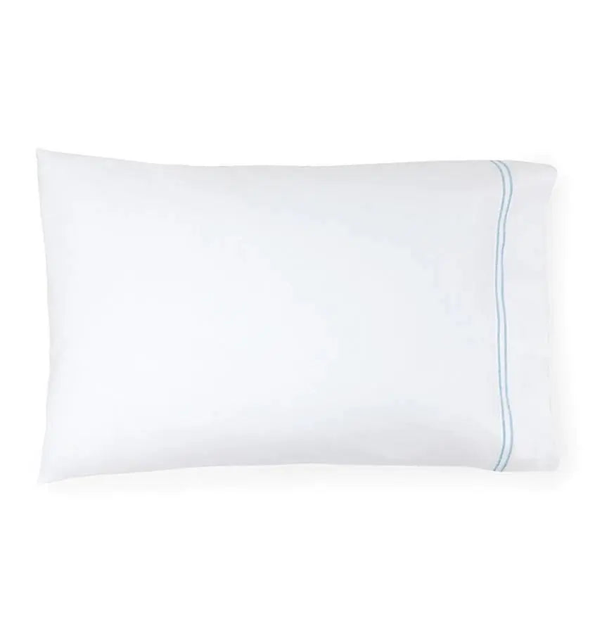 Sferra Grande Hotel Pillowcase Pair in White with Blue Trim