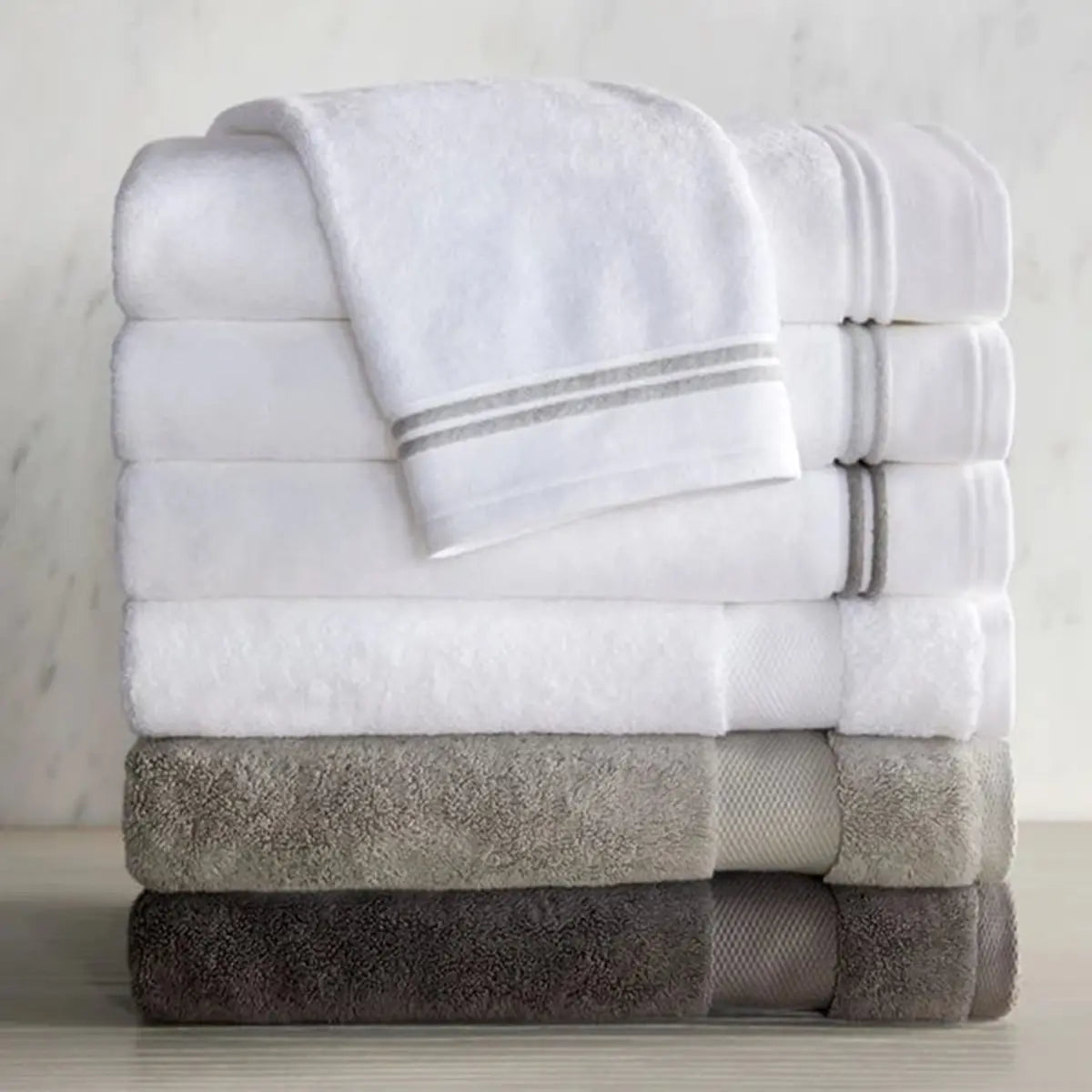 Sferra Aura Bath Towel Collection Stacked together