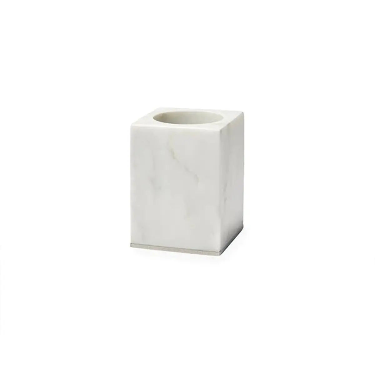 Sferra Pietra Marble Toothbrush Holder in White, Silver