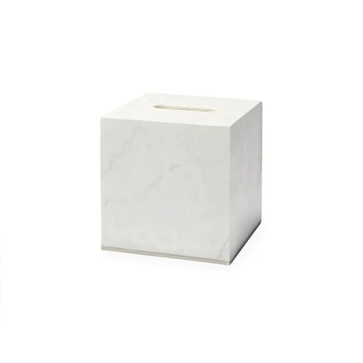 Sferra Pietra Marble Tissue Holder in White, Silver