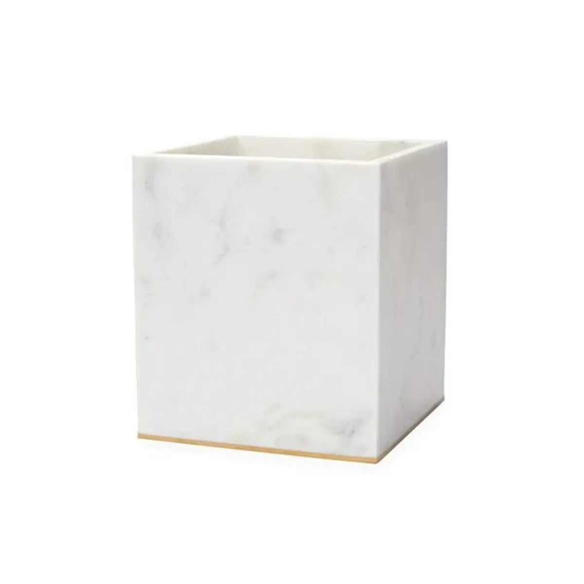 Sferra Pietra Marble Waste Basket in White, Gold