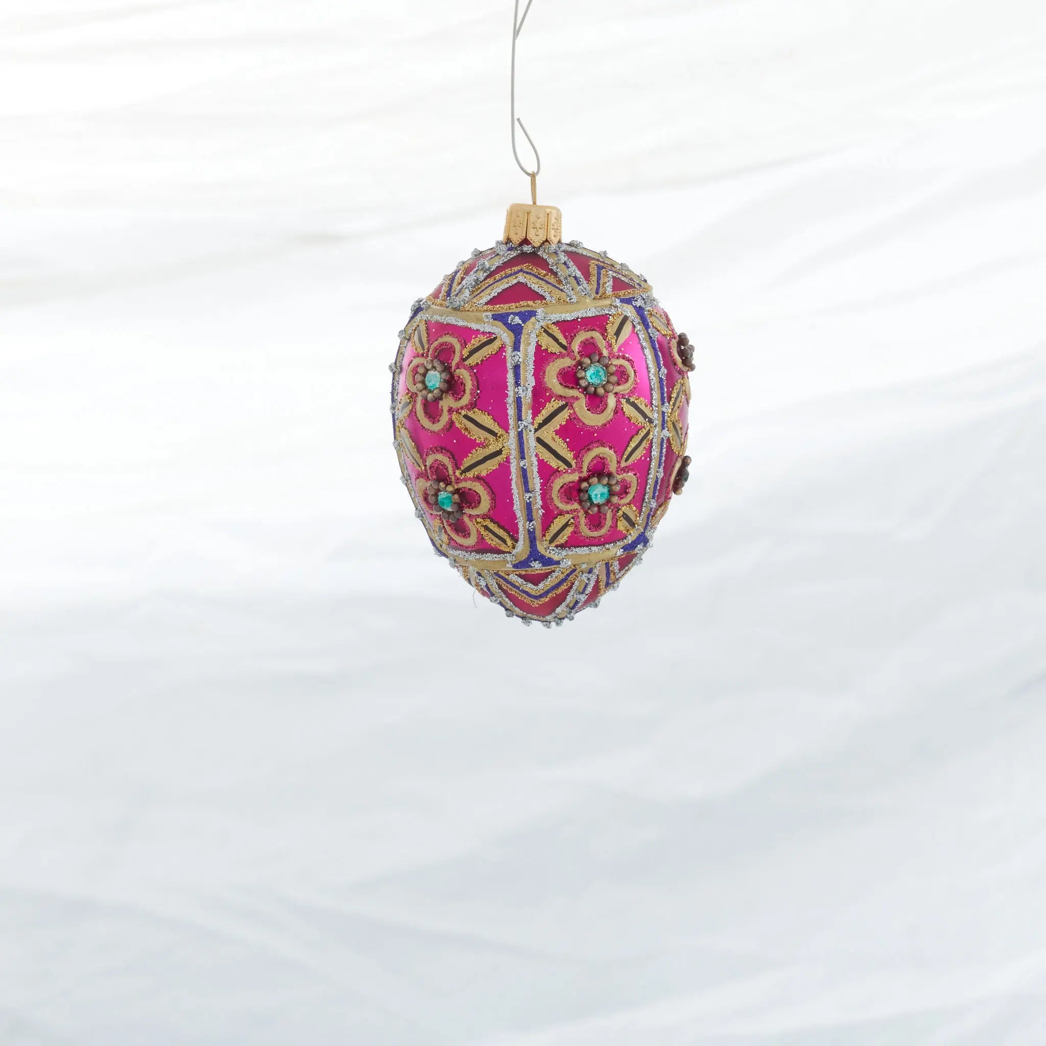 Winter Street Dark Pink Encrusted Small Egg Ornament