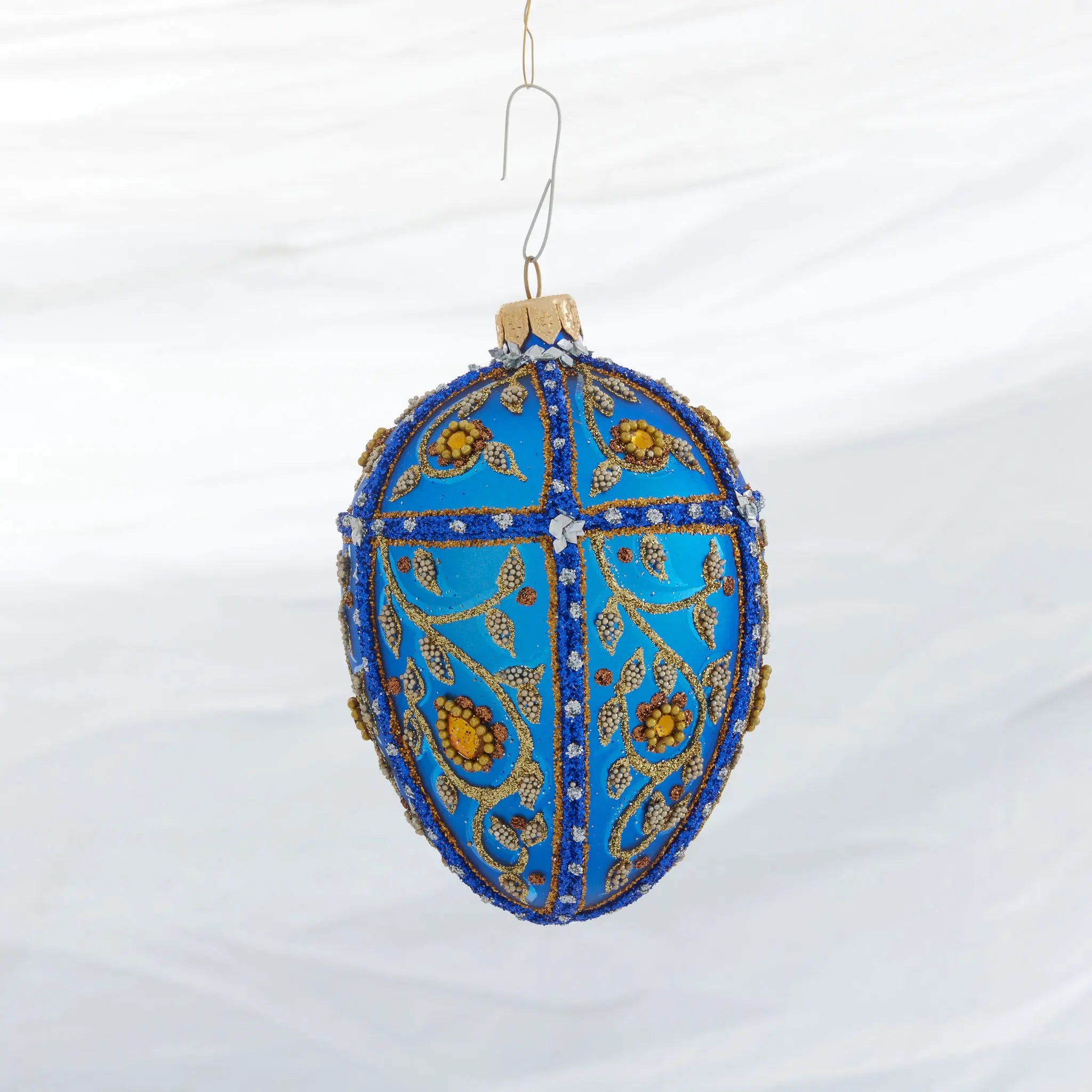 Winter Street Winter Street Royal Blue and Gold large egg ornament