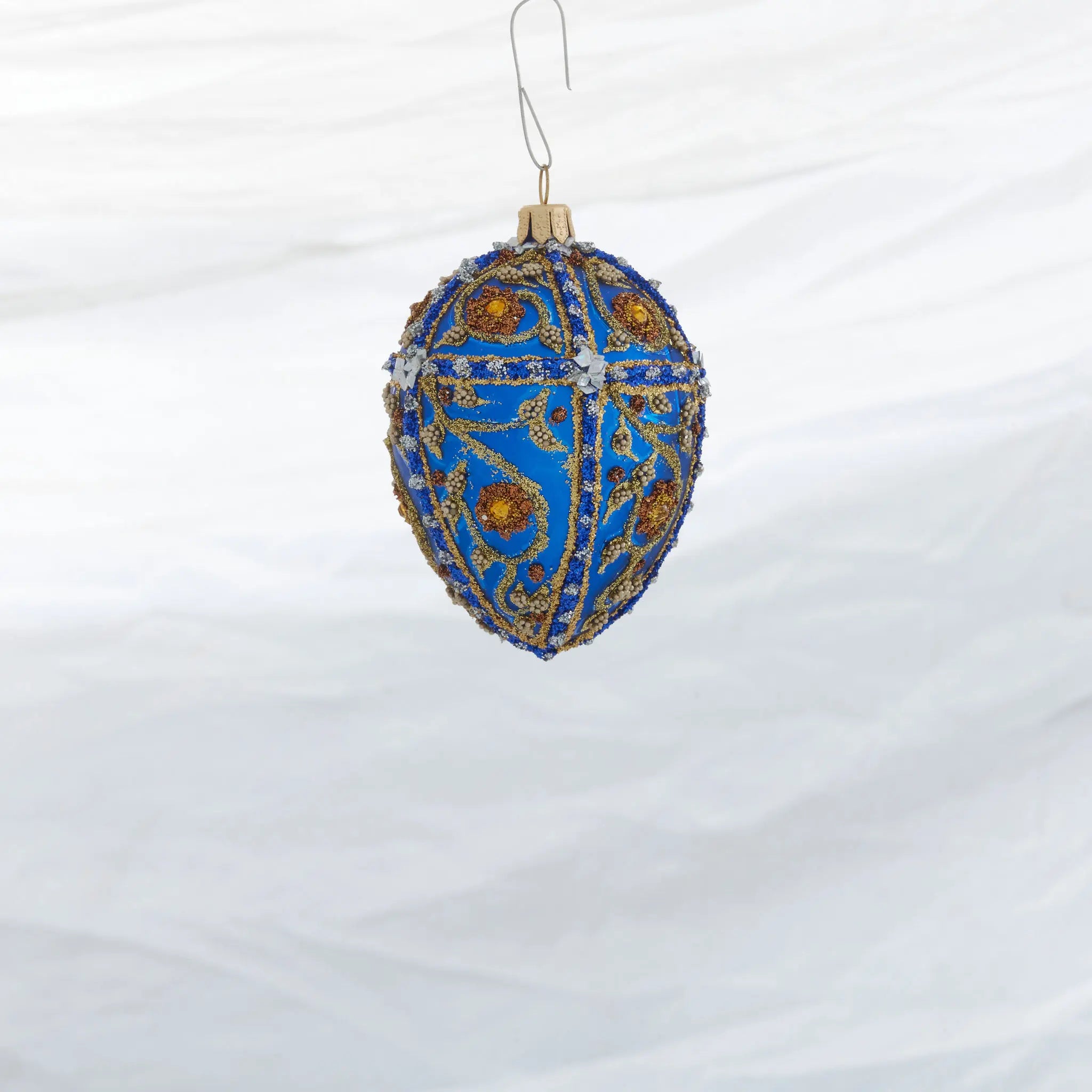 Winter Street Winter Street Royal Blue and Gold Small Egg Ornament