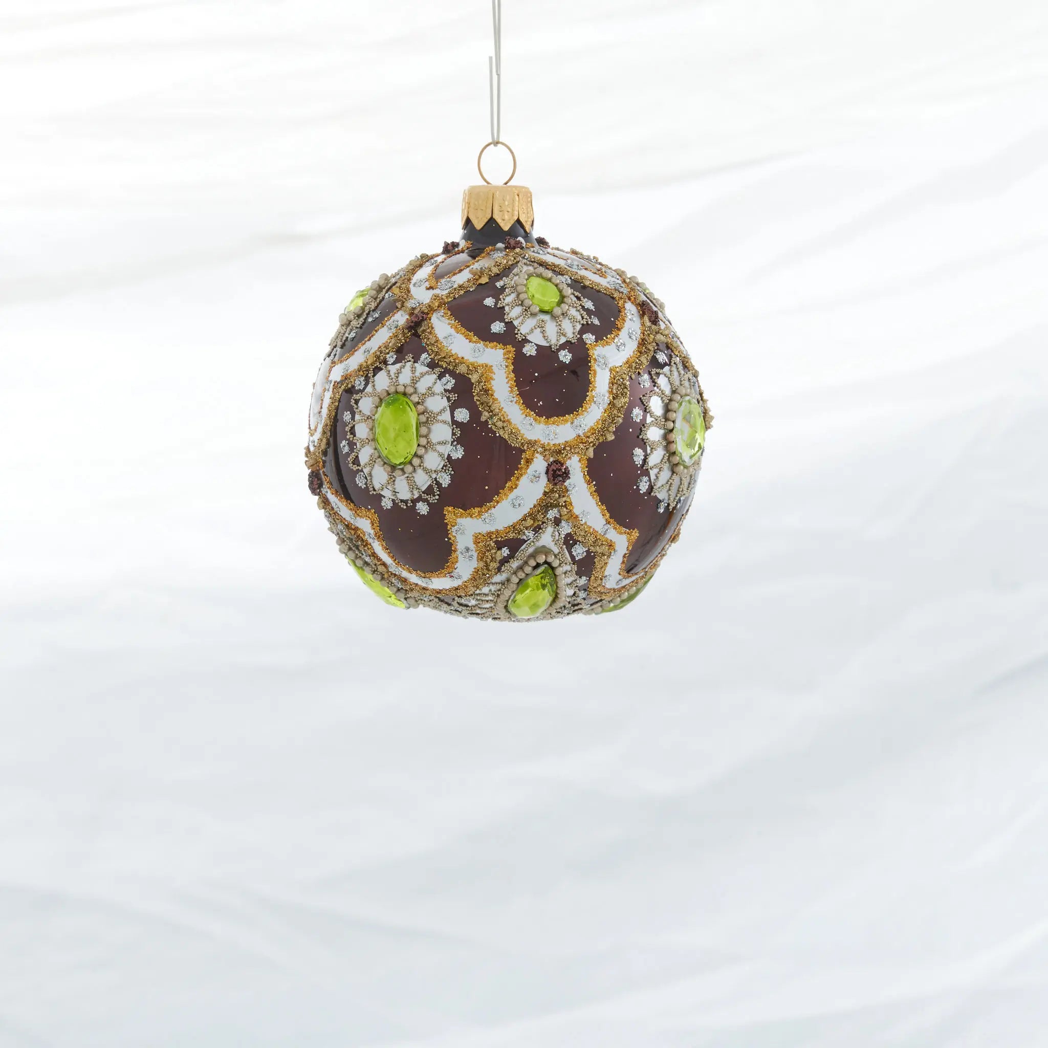 Winter Street Brown and Silver Small Ball Ornament