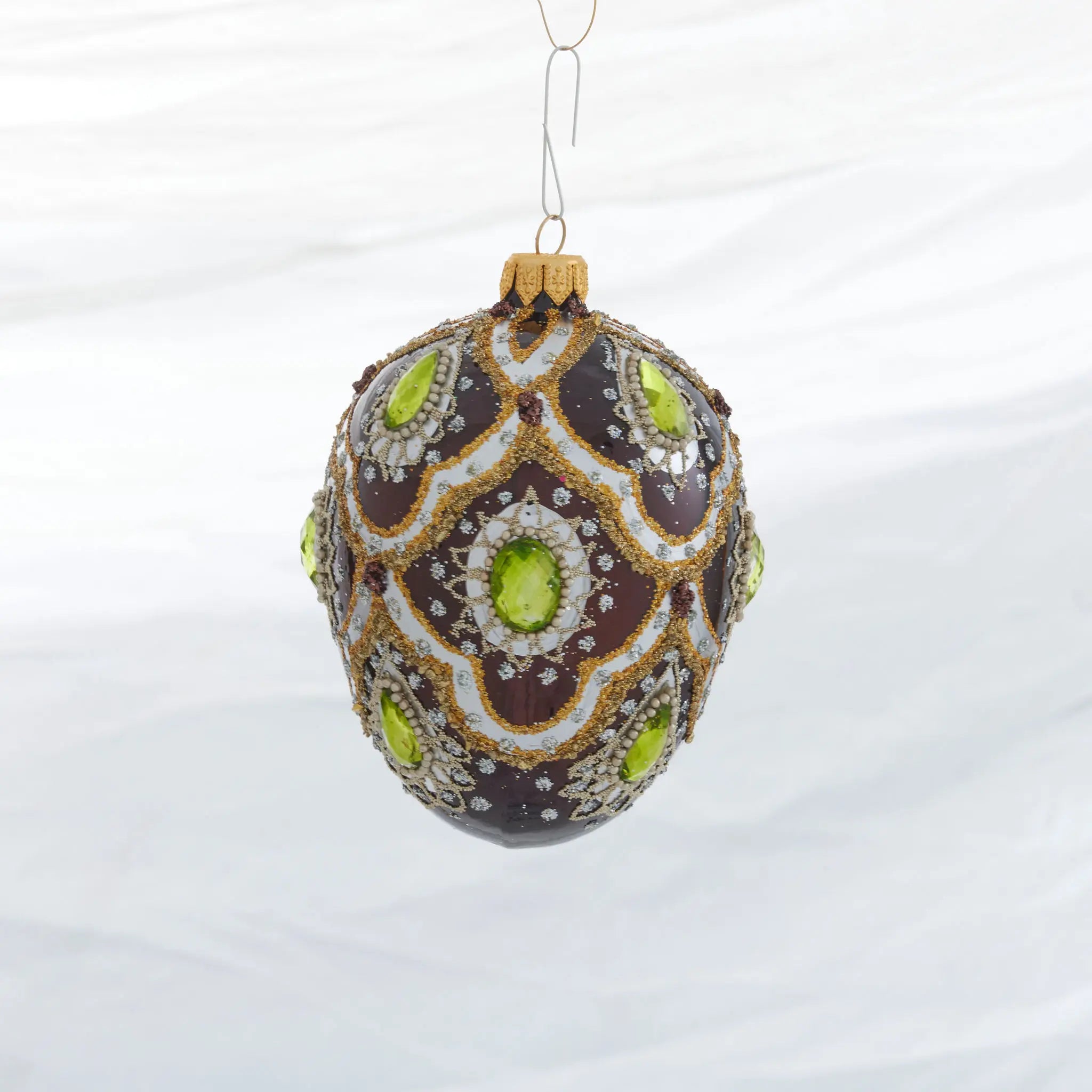 Winter Street Brown and Silver Large Egg Ornament