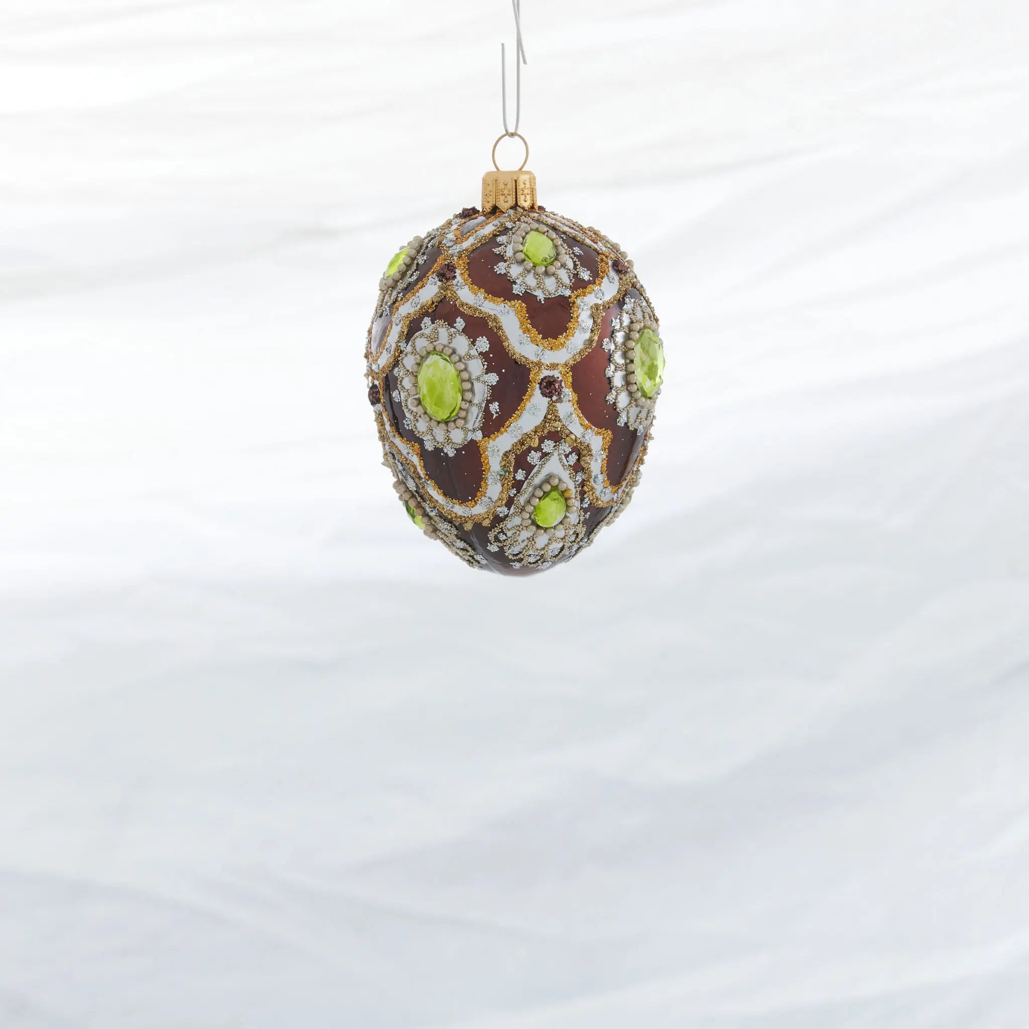 Winter Street Brown and Silver Small Egg Ornament