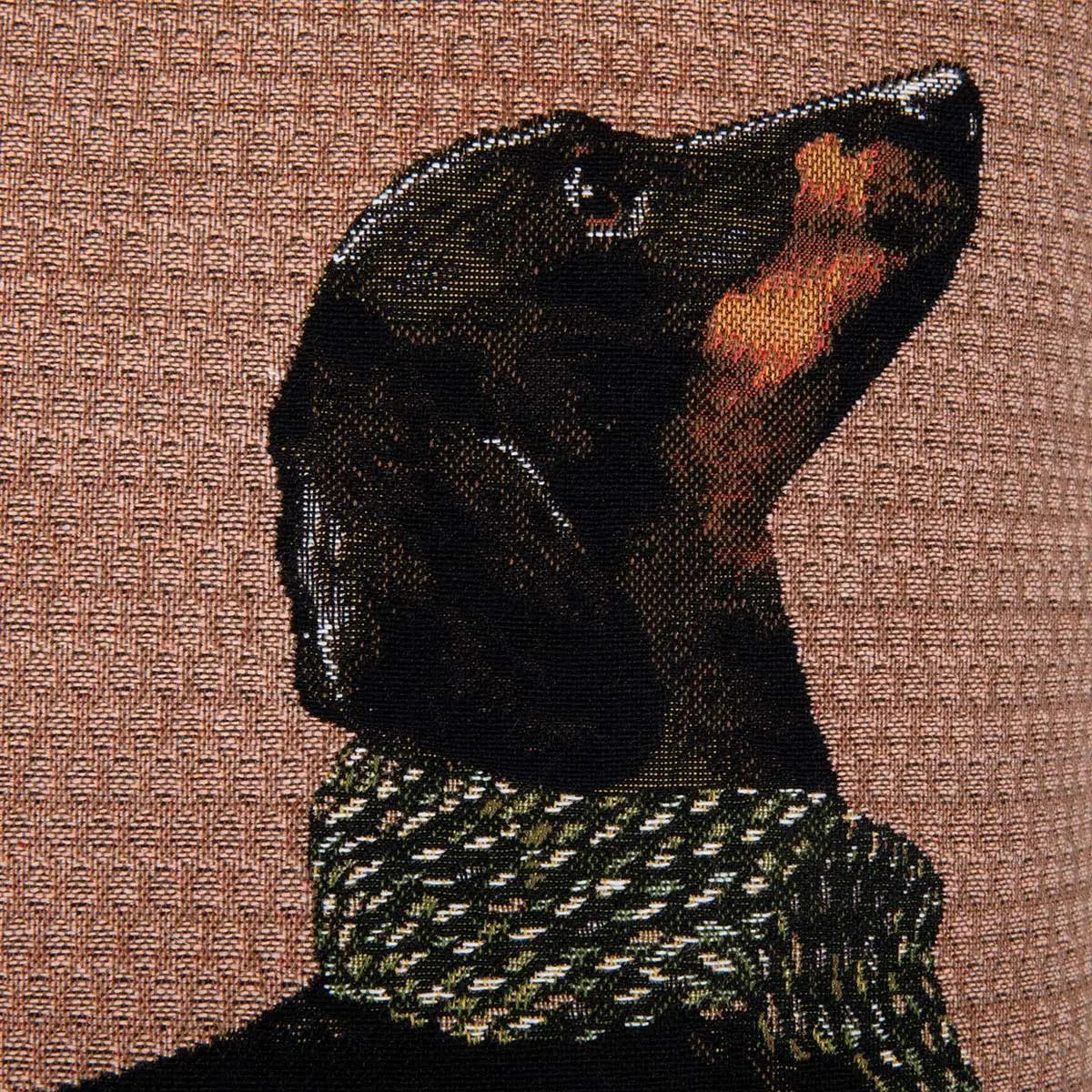Yves Delorme Geoffroy Gris Decorative Pillow 18 x 18 close-up of dog