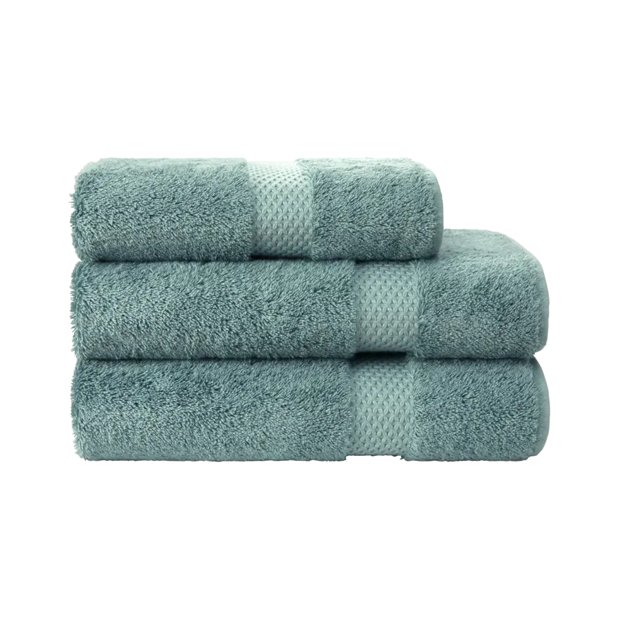 yves delorme Etoile Bath Towels in Fjord stacked