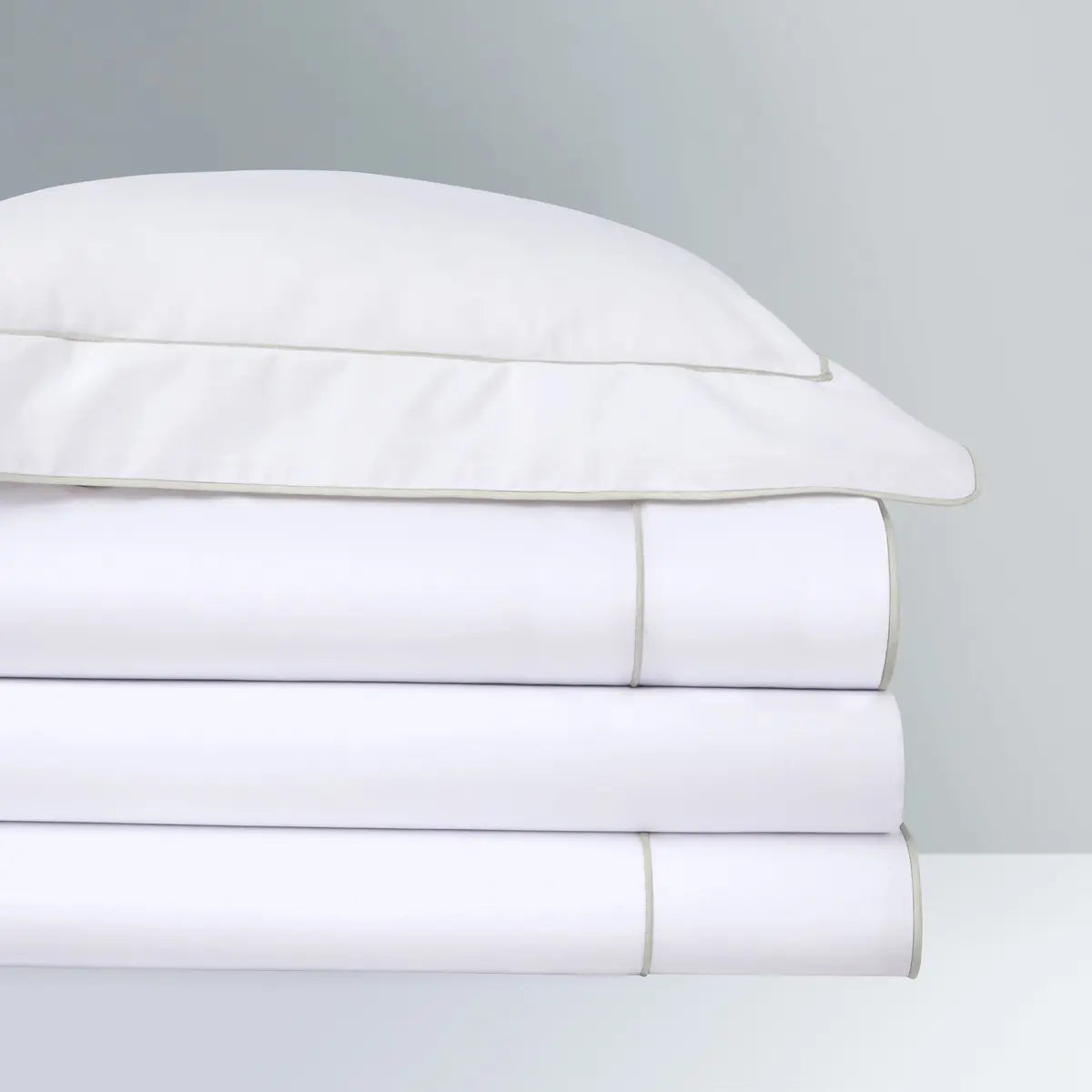 Yves Delorme Flandre Sheet and Pillowcase - Pierre stacked together