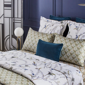 Yves Delorme Grimani Bedding Collection on a bed.