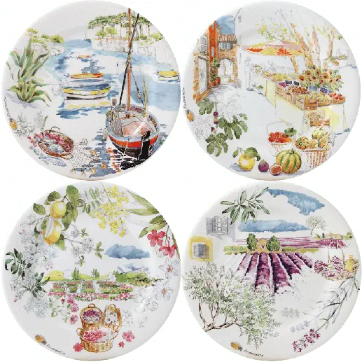 An image of Gien Provence Assorted Dessert Plates (Set of 4)