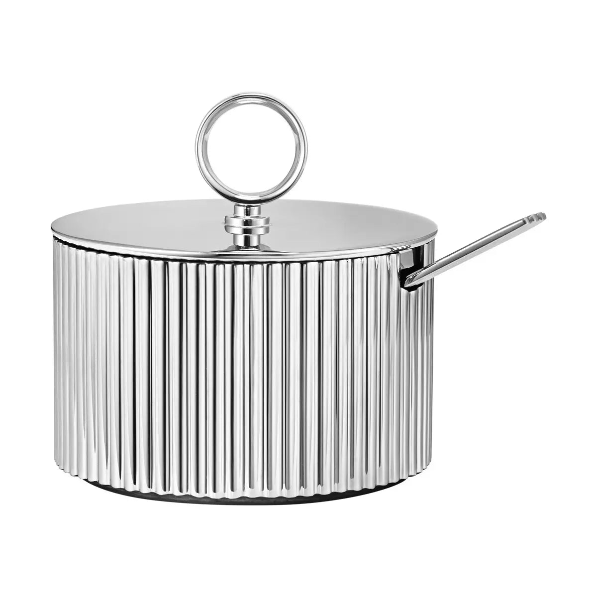 An image of Georg Jensen Bernadotte Stainless Steel Sugar Bowl with Spoon