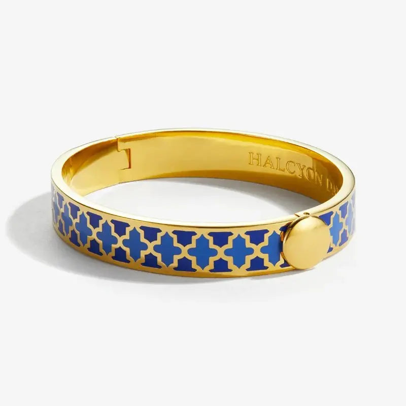 Halcyon Days Agama Forget Me Not Bangle in Deep Cobalt Bluebell Gold