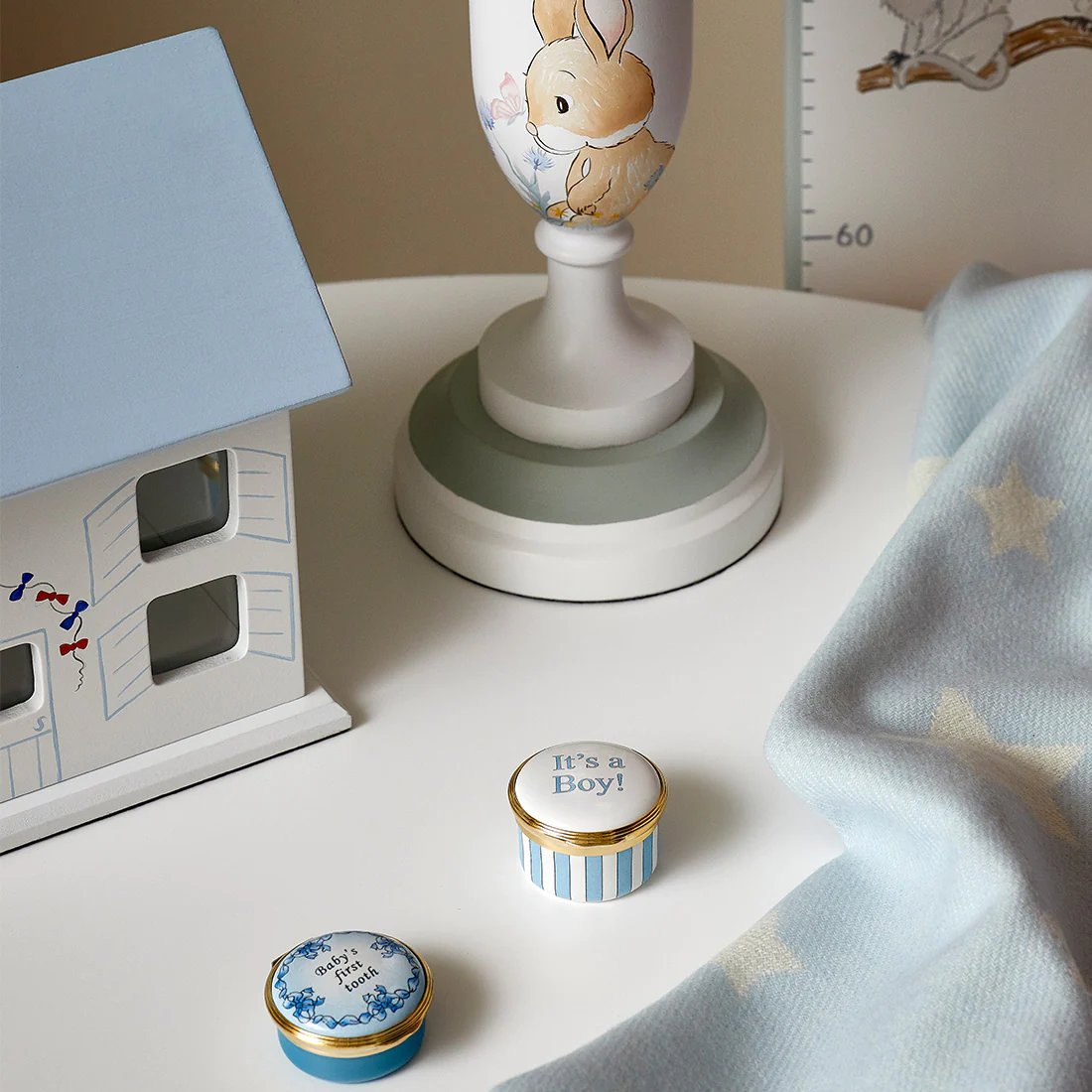 Halcyon Days It's a Boy Enamel Box Blue/White