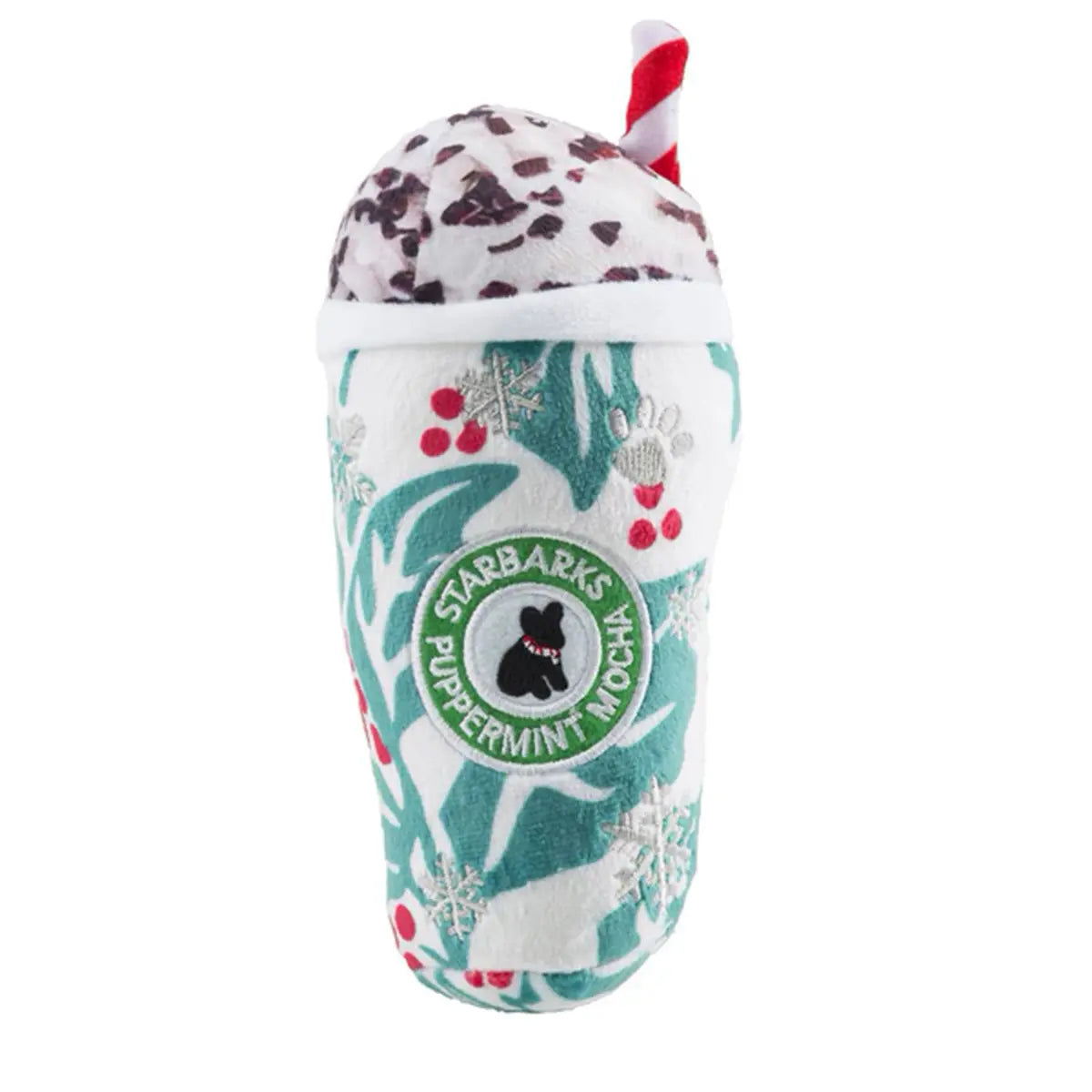 An image of Haute Diggity Dog Puppermint Mocha Holly Print Cup