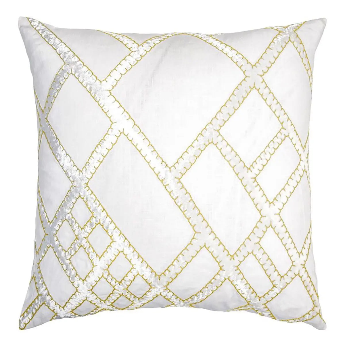 Kevin O'Brien Decorative Pillow Net Applique Yellow Linen